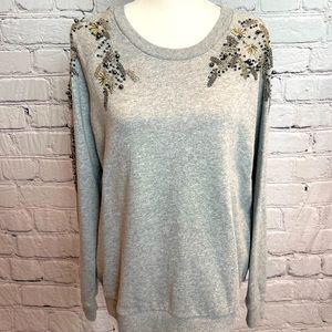 Deletta Beaded Grey Sweatshirt
